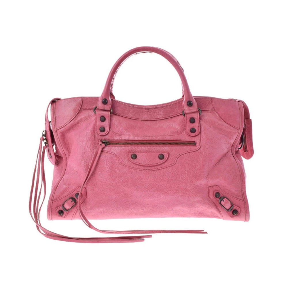 Balenciaga The City lambskin pink strap mirror bag